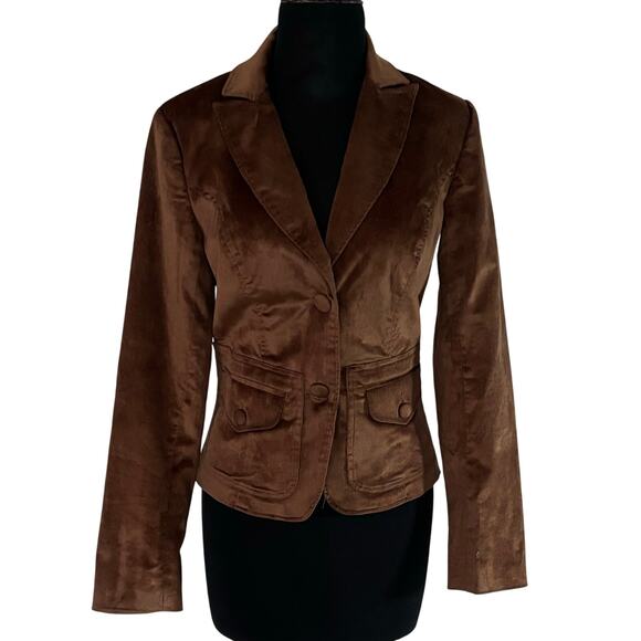 Cache Brown Thin Corduroy Lined Suit Jacket Top New Front Button NWT $178 - Picture 3 of 8